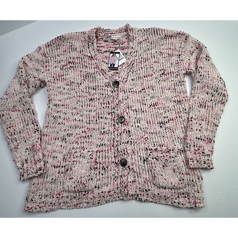John Paul Richard Womens S Sweater Knit Cardigan‎ Bubblegum Pink Pockets V-day